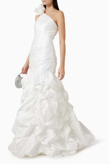 One-shoulder Mermaid Gown in Taffeta