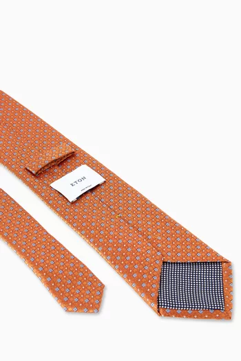 Micro Floral-print Tie in Woven-silk