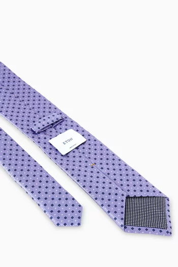 Micro Floral-print Tie in Woven-silk