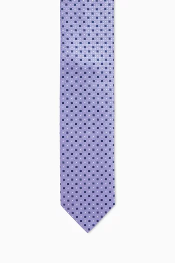 Micro Floral-print Tie in Woven-silk