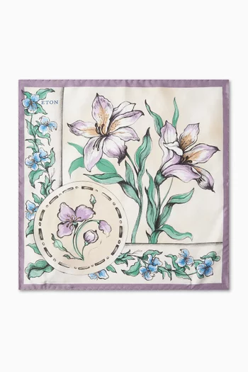 Multi Floral-print Pocket Square in Silk