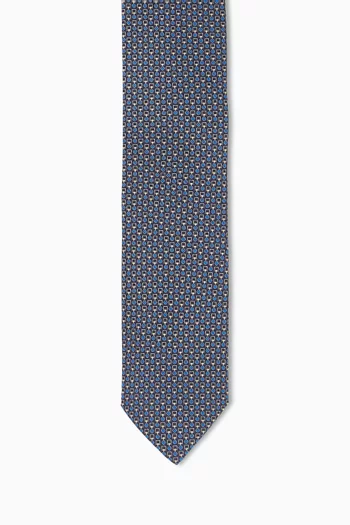 Geometric-print Tie in Silk