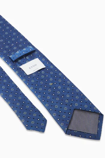 Geometric-print Tie in Woven-silk