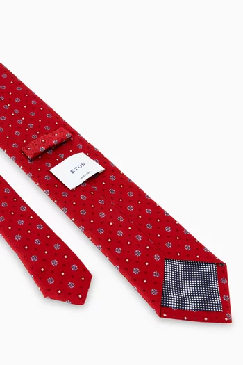 Geometric-print Tie in Woven-silk