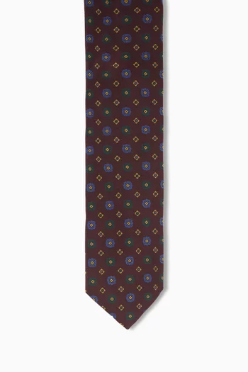 Geometric-print Tie in Woven-silk