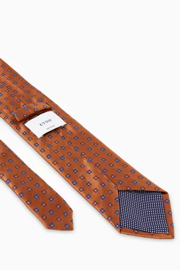 Micro Floral-print Tie in Woven-silk
