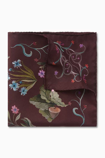 Motif-print Pocket Square in Silk