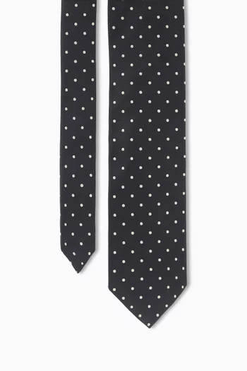 Polka-dot Tie in Woven-silk