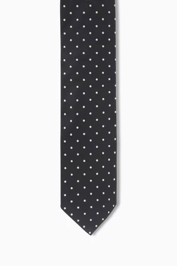 Polka-dot Tie in Woven-silk