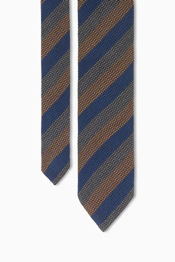 Striped Grenadine Tie in Wool-silk