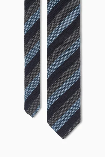 Striped Grenadine Tie in Wool-silk