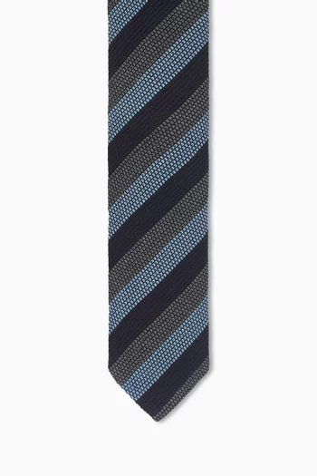 Striped Grenadine Tie in Wool-silk