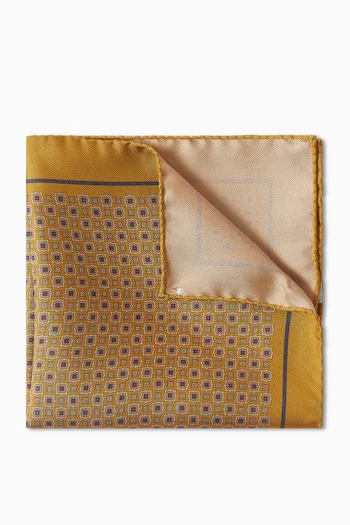 Geometric-print Pocket Square in Silk