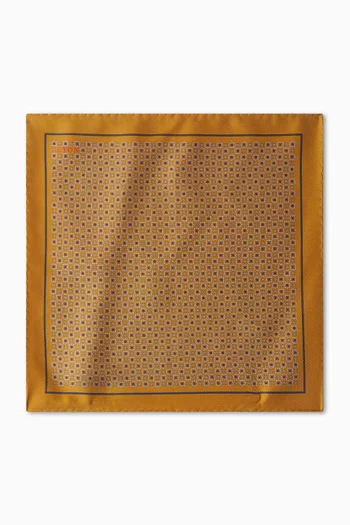 Geometric-print Pocket Square in Silk