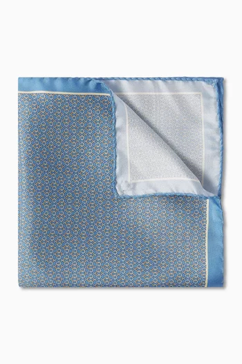 Geometric-print Pocket Square in Silk