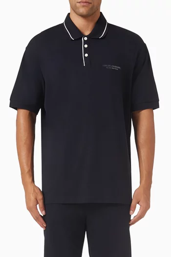 AX Logo Polo Shirt in Stretch Cotton-jersey