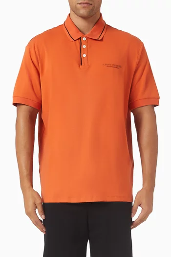 AX Logo Polo Shirt in Stretch Cotton-jersey