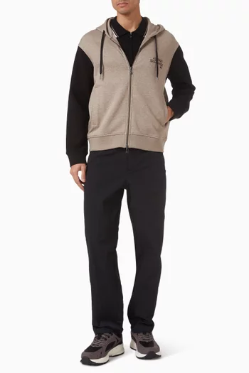 كنزة بغطاء رأس بسحّاب صوف قطني