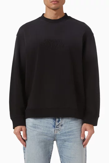 AX Logo Embroidery Sweater In French-terry Cotton