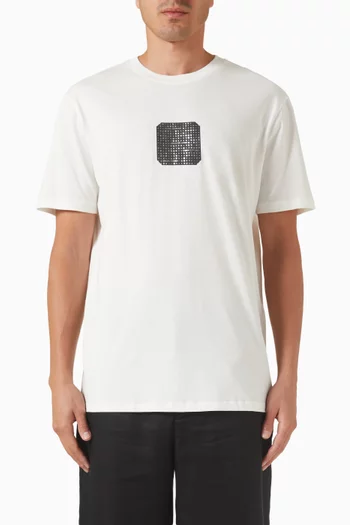 تي شيرت مزين بشعار الماركة قطن