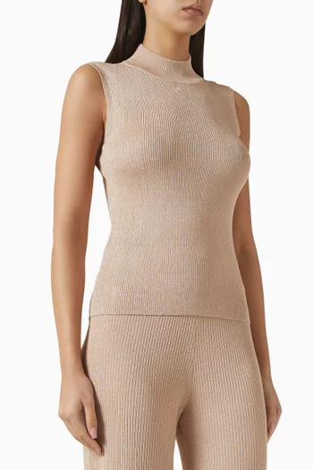 Sleeveless Knit Top in Technical Fabric