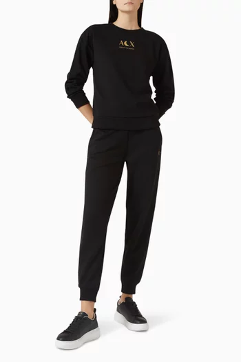 سويت شيرت بشعار الماركة مزيج قطن