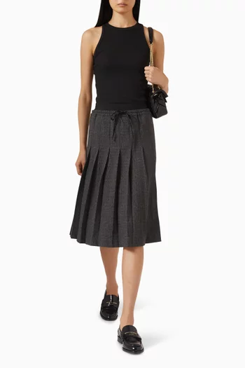 Drawstring Pleated Midi Skirt