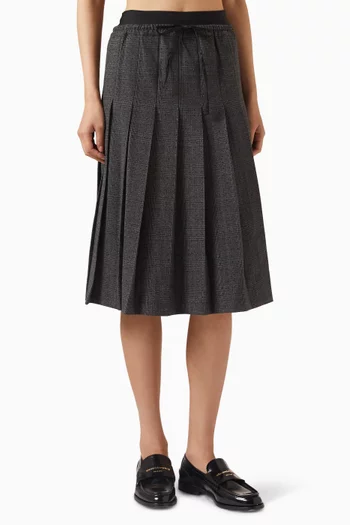 Drawstring Pleated Midi Skirt