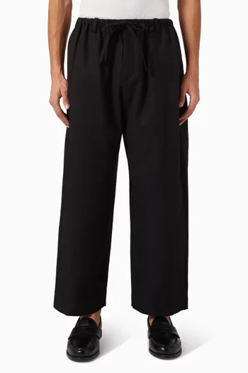 بنطال بقصة ساق أسطوانية ورباط تضييق مزيج قطن