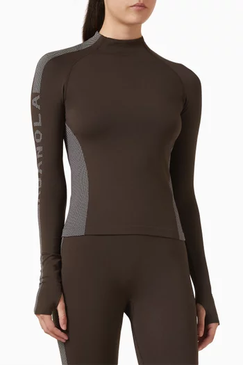 Seamless Jacquard Long Sleeve Top
