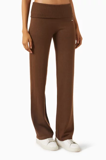 بنطال بحزام خصر مطوٍ منسوج من مزيج مارينو