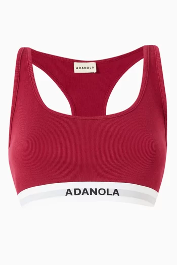 حمالة صدر بتصميم رياضي وشريط بشعار الماركة قماش مضلع