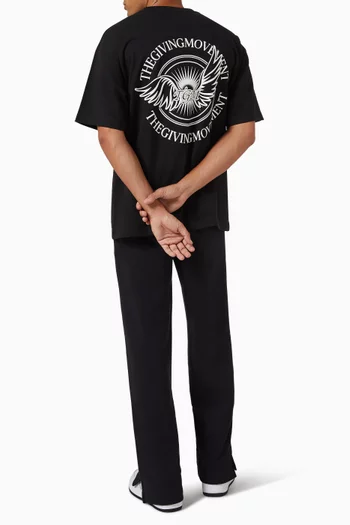 تي شيرت فضفاض بطبعة أجنحة قطن جيرسيه عضوي