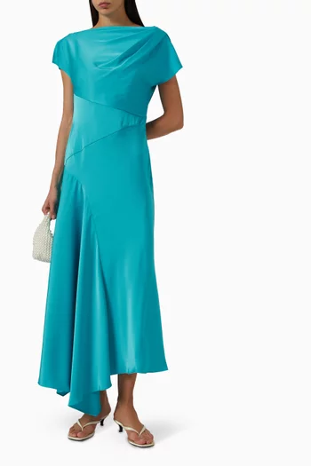 فستان طويل بصدرية بدرابيه ستان