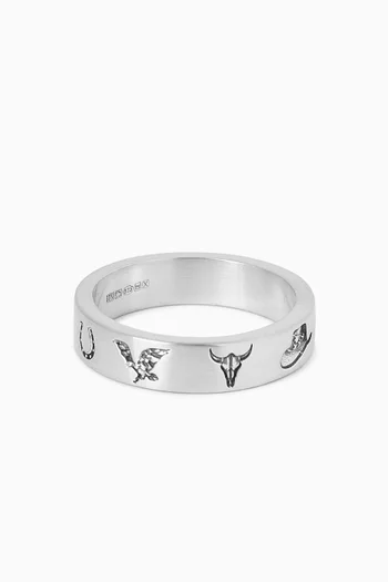 Wild West Band Ring in Sterling Silver