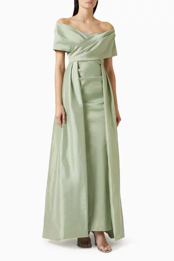 Off-shoulder Gown in Taffeta