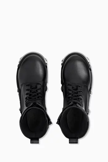 Bulldozer Lace-Up Platform Boots in Calfskin