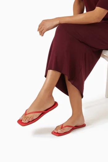 Square Toe Lily Flip-Flops in Leather