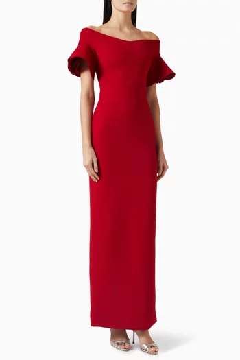 فستان سيلو طويل بأكتاف مكشوفة