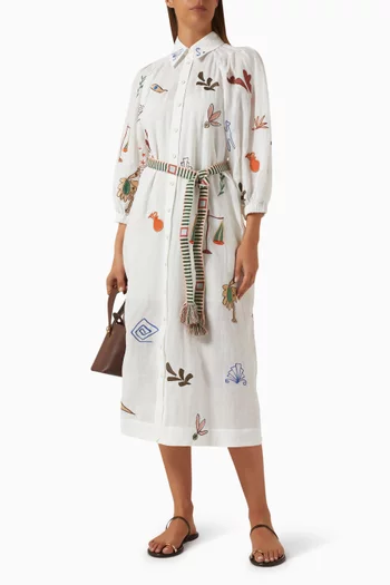 Mina Embroidered Shirtdress in Ramie