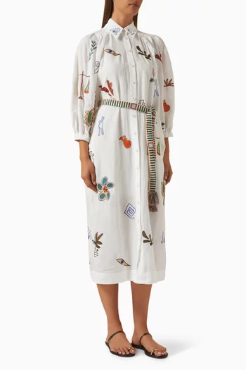 Mina Embroidered Shirtdress in Ramie
