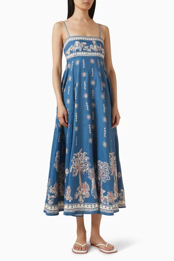 Acacia Printed Sundress in Linen