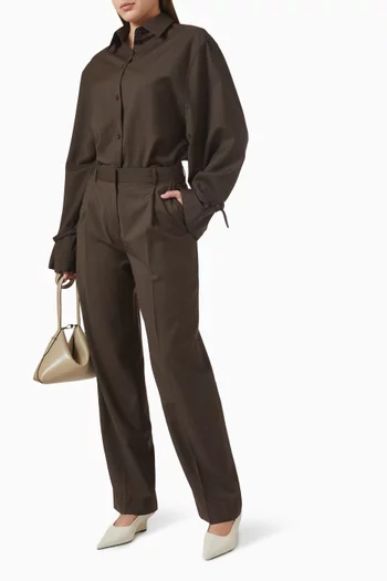 بنطال بساق مستقيمة وطيّات صوف