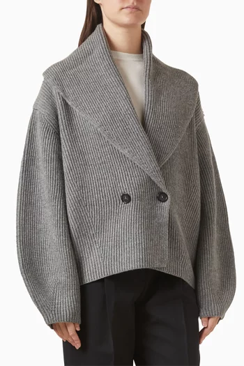 Shawl-lapel Cardigan in Wool