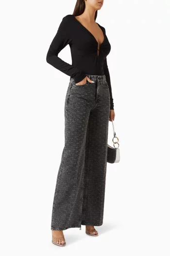 Good Skate Crystal Wide-leg Jeans in Denim