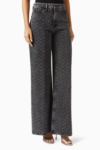 Good Skate Crystal Wide-leg Jeans in Denim