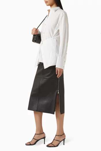 Le Zip Midi Skirt in Leather