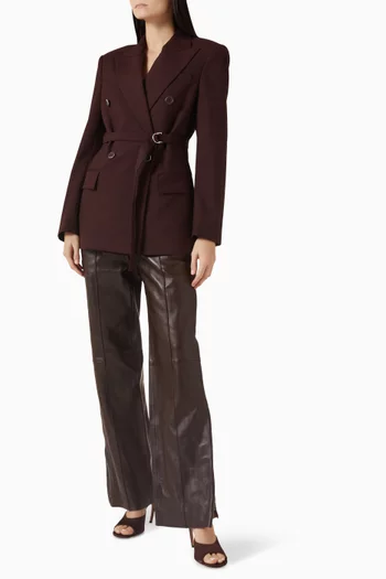 Double-Breasted Belted Blazer in Virgin Wool