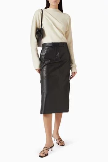 سترة فضفاضة بفتحة رقبة مستديرة مزيج صوف مارينو