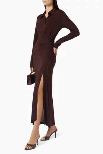 فستان بنمط قميص بتصميم ملفوف مزيج فيسكوز